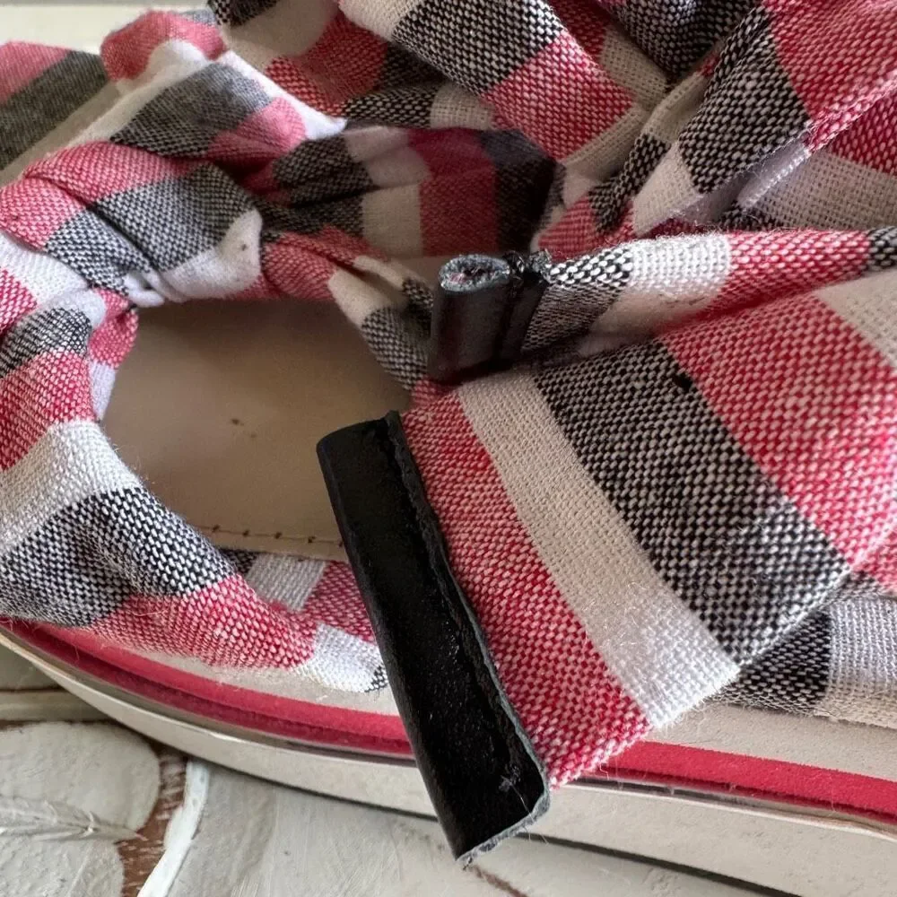 Zara red, white, and blue ribbon tie platform sandal size 39 - Picture 8 of 8